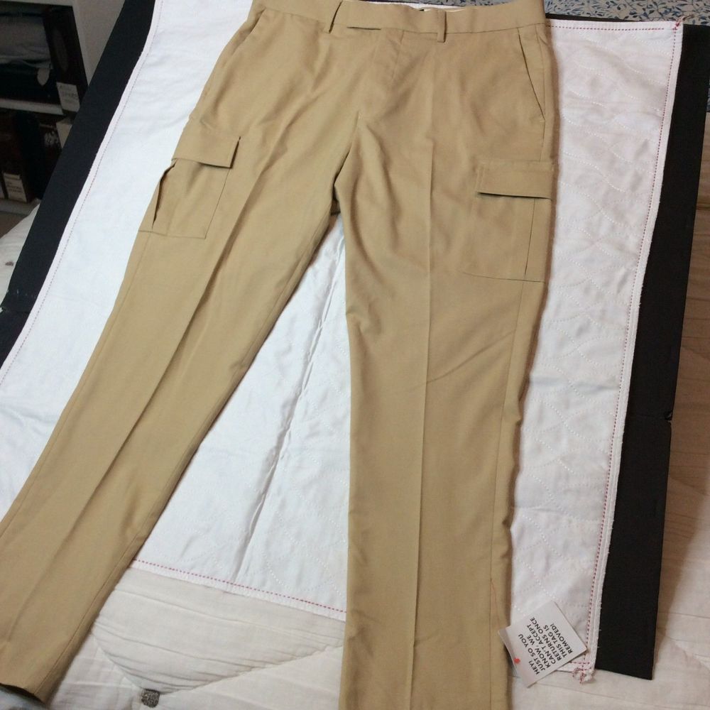 Asos Design Wide Leg Cargo Dress Pants-Beige-Size 36/30